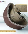4x36 Sanding Belts For Woodworking Kit, 12 Pcs Belt Sander Paper Set displayed in a roll, showing high-quality fiber cloth base.
