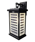 Farmhouse Outdoor Solar Wall Light Black Cast Aluminum Sconce Modern Coach Lantern With Transparent Solar Panel Technology And Warm White LED Easy Install No Wiring Low Maintenance, showing lighted panels and matte black finish.
