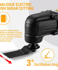 Close-up of Hardcore 2.5 Amp Oscillating Multi Tool Corded Electric Workhorse showing 3° oscillation angle feature.