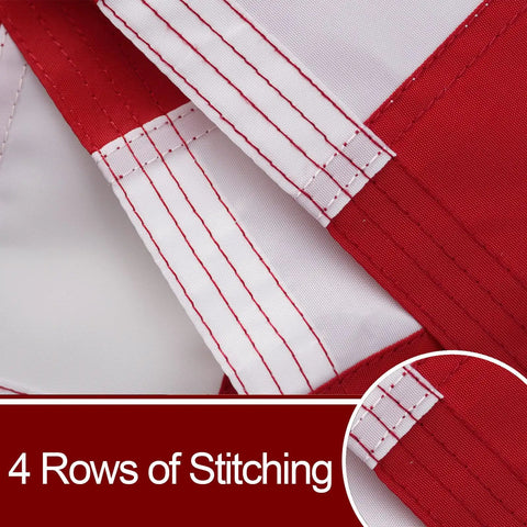 Close-up of Single Sided Embroidered Betsy Ross 1776 Flag 3x5 Ft Outdoor US 13 Colonies Banner showing 4 rows of stitching detail