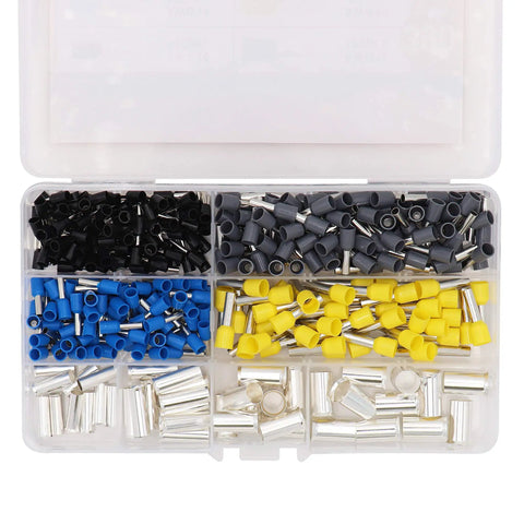Assorted 390 Pieces Wire Ferrule Kit For AWG 2 To 16 Copper Crimp Terminals With Insulated Sleeves in storage box