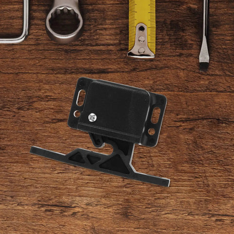 RV Cabinet Door Latches With Screws, Pull-To-Open Camper Cabinet Latch on wooden surface with tools
