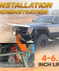 Adjustable Front Track Bar For Jeep Cherokee XJ 1984-2001 With 4-6.5 Inch Lift, Panhard Bar Rod With Relocation Bracket, Black Steel Construction, Heavy-Duty Steering Alignment Upgrade For Off-Road Rugged Reliability on lifted Jeep XJ