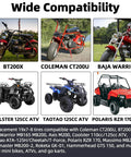 Wide compatibility for All Terrain 19x7-8 ATV UTV Tires 4PR Tubeless Off Road Set For 8 Inch Rims 48 CM Diameter 11 MM Tread 220 LB Load.