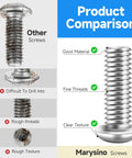 1/4-20 stainless steel hardware kit comparison showing Marysino screws vs other screws with quality and texture differences.