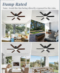 52 Inch Ceiling Fan With Lights And Smart App Remote 6 Blade Dope High Airflow Dimmable 5CCT LED in various room settings