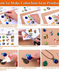 Instruction guide for Pendant Tray Jewelry Making Kit With Glass Cabochons 90 Pcs Set Including 30 Bezel Pendants 30 Cabochons And 30 Necklace Cords For DIY Necklaces And Crafting