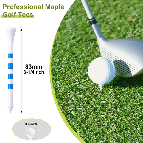 Bulk 1000 Wooden Golf Tees Three And One Quarter Inch Bamboo Tees White Blue Lines Set For Practice And Training Great For Golf Balls And Clubs Perfect Fathers Day Gift And Party Favor