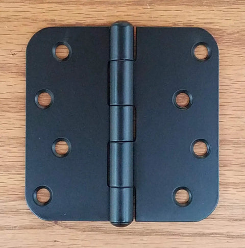 Matte Black Stainless Steel Door Hinges Set 4 Inches With Five Eighth Inch Radius Non Removable Pin Rust Resistant