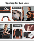 Convertible gym bag with compartments and straps, part of 3 Piece Travel Luggage Set With Lightweight Hardshell Suitcases And Dual Spinner Wheels TSA Locks 20 Inch Carry On Gym Bag And Toiletry Bag Durable PC Plus ABS For Men And Women Black Great For Weekend Getaways And Business Travel Overhead Bin Friendly