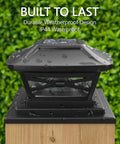 Solar Post Cap Lights For 4x4 5x5 6x6 Posts Eight Pack No Fuss With Bases 25 Lumen Warm White LED IP44 waterproof slate black