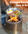 Stainless Steel Grill Cookware For Solo Stove Bonfire 19.5 Inch Fire Pit Portable Round Grilling Pan With Legs used on a fire pit