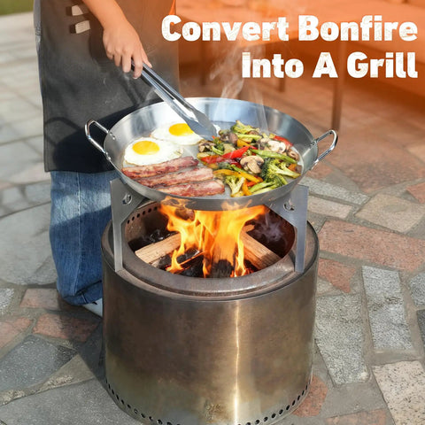 Stainless Steel Grill Cookware For Solo Stove Bonfire 19.5 Inch Fire Pit Portable Round Grilling Pan With Legs used on a fire pit