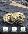 Straight Shooting 1 3/4 Inch 15 Degree Roofing Nails Wire Weld Collated Shingle Fasteners Smooth Shank Full Round Head 720 Pack on roofing shingles.