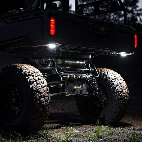 Cyclone V2 LED 5W Flood Beam Light With Clear Lens on off-road vehicle at night