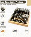 Workhorse Doming Block And Punch Set For Jewelry Making 41 Piece Dapping Kit with steel block and wooden base