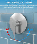 Brushed Nickel Shower Faucet Set With 8 Inch Rainfall Showerhead, Single Handle Valve Included, blue tile background