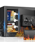 Compact Fireproof Safe Box For Home With Digital Keypad And Key Lock, Water Resistant And Fireproof Lockbox Open Showing Contents