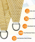 Beige Triangle Shade Sail 8x8x8 Feet Permeable Outdoor Sun Shade Cloth Made From HDPE With Reinforced Stitching And Stainless D Rings 95% UV Block