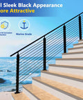 20 Pack 0.35 Inch Inner Diameter T316 Marine Grade Stainless Steel Angle Beveled Washers With 33 Degree Bevel For Five Sixteenth Inch Cable Railing Hardware Aluminum Rugged Outdoor Ready End Posts Black installed on outdoor stair railing by ocean