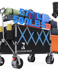 57 Inch Long Collapsible Wagon With Tailgate And Brake For Beach Gear Groceries And Outdoor Use All Terrain Big Wheels