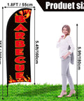 Two Pack Barbecue Feather Flag Kit With Ten Flag Poles displayed with size dimensions for outdoor restaurant advertising