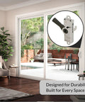 Heavy Duty Steel Housing With Black Plastic Latch For Patio Sliding Doors Non Handed Handle Set Diecast And Steel Construction Tan Corrosion Resistant Finish Works With Multiple Door Manufacturers installed on glass patio door