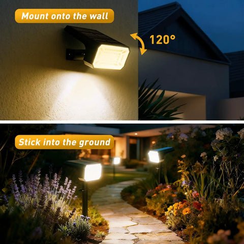 Outdoor Solar Lights Waterproof Super Bright Cool White 6500K LED Pathway And Patio Lighting on wall and garden path