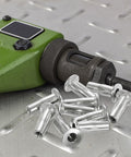 M6 Multi Grip Rivet Nuts 10 Pack With Nuts Included Pro Grade Built Tough Pre Bulbed Shank Flat Head Threaded Insert Nut 304 Stainless Steel For Construction And Industrial Use with installation tool
