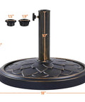 Heavy Duty Bronze 18 Inch Patio Umbrella Base All Weather Resin Stand 26 Lb Outdoor Garden Yard Stabilizer with pole adapters