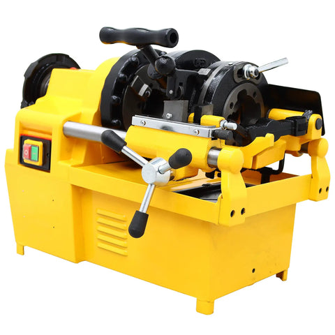 Zero Hassle Prograde 3 In 1 Electric Pipe Threader For 1 To 2 Inch Pipe, 750W 220V machine with yellow body and auto die head.
