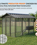 Beefy Large Walk-In Metal Chicken Coop And Outdoor Pet Enclosure Built To Last Heavy-Duty Galvanized Steel Cage with Predator-Proof Locks