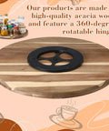 Rock Solid 20 Inch Wood Lazy Susan For Kitchen Counter Slick Acacia Turntable Serving Tray with 360-degree rotating hinge.