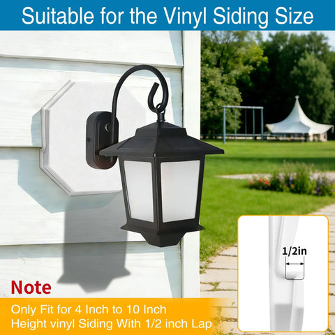 Octagon Exterior Light Fixture Mount Block Kit 2 Pack Paintable White Easy Install Weather Resistant Vinyl Siding Mounting Block For Half Inch Lap Siding And 4 Inch Siding Ideal For Exterior Lights Cameras And Doorbells, mounted lantern