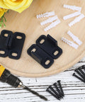 4 Set Barn Door Floor Guide Kit Black Plastic Bottom Floor Mount Guides for Sliding Doors, Pocket Door Track Guide and Bypass Door Guide, Includes Screws and Expansion Plugs, Durable, Non Fade, Easy Installation for Closet and Barn Door Hardware