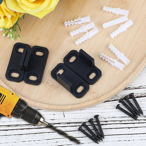 4 Set Barn Door Floor Guide Kit Black Plastic Bottom Floor Mount Guides for Sliding Doors, Pocket Door Track Guide and Bypass Door Guide, Includes Screws and Expansion Plugs, Durable, Non Fade, Easy Installation for Closet and Barn Door Hardware