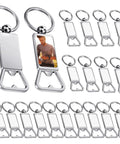 20 Pack Sublimation Keychain Blanks With Bottle Opener Dope Aluminum Rectangle Metal Key Rings With Photo, Heat Transfer