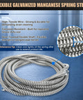 Flexible Galvanized Manganese Spring Steel for Tough As Nails 32 Foot Drain Snake And Auger Kit, durable and heat-treated for cleaning.