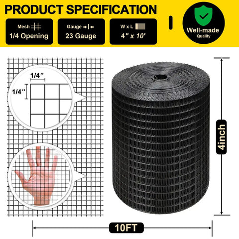 Heavy Duty 4 Inch By 10 Foot Wire Mesh Roll Built Tough Galvanized And PVC Vinyl Coated Hardware Cloth For Coop Fences