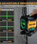 Self Leveling Laser Level With 47 Inch Tripod IP54 Rechargeable Green Laser 65 Feet Range 3 Brightness Line Modes Type C Charging adjustable brightness display