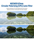Before and after using 67mm Circular Polarizing Filter With 30 Layer Nano Coatings, improved sky and water reflections, HD clarity