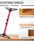 No Sweat Stair Tread Gauge Tool That Hits Marks Dead On With Extendable Folding Ruler And Hidden Screw Rail Guide For Fast Woodworking Layouts And Diy Step Projects, showing adjustable angles for precision measuring.