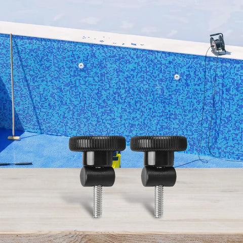 Upgrade Your Pool Game With Heavy Duty Brass Pool Pump Lid Knob And Nut Replacement Set For Hayward Super-Pump SPX1600PN Models Featuring Secure Grip Handle Kits Perfect For Easy Commercial Maintenance. two brass pool pump lid knobs with threaded bolts
