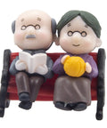 Mini Park Bench Grandpa And Grandma Figurines For Bonsai Garden And Fairy Garden Decor Cute Tiny Plastic Ornaments 