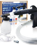 Tough As Nails Air Compressor Sand Blaster Gun For Knocking Out Rust And Paint Stripping Smooth Operator Cleaning Rig with accessory kit.
