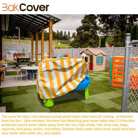 Outdoor Water Table Cover For Toddlers 1 To 3 Fit 2 Tier Water Tables Rain Showers Splash Pond Protect Weatherproof Cover For Sand Tables And Outdoor Toys Keeps Tables Clean And Dry on water table in backyard with playhouse and chairs.