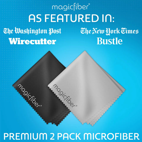 MagicFiber microfiber cleaning cloths, black and light gray, 2-pack for glasses and screens