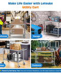 Beefy Heavy Duty 2 Tier Utility Cart On Wheels With Handle For Commercial Use NSF Certified Metal Rolling Cart for various environments