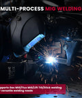 Person using All In One 165A MIG Welder For 110V 220V 4 In 1 Gas Or Flux Core MIG Lift TIG And Stick Weld Modes on metal object