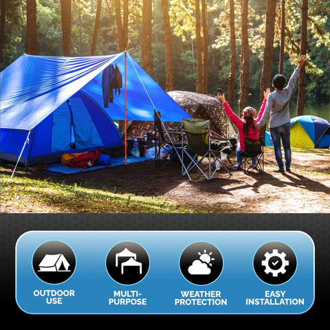 Blue Waterproof 40x60 Tarp Heavy Duty 5 Mil Poly Tarpaulin Outdoor Cover All Purpose Rain Sun Shield for Camping